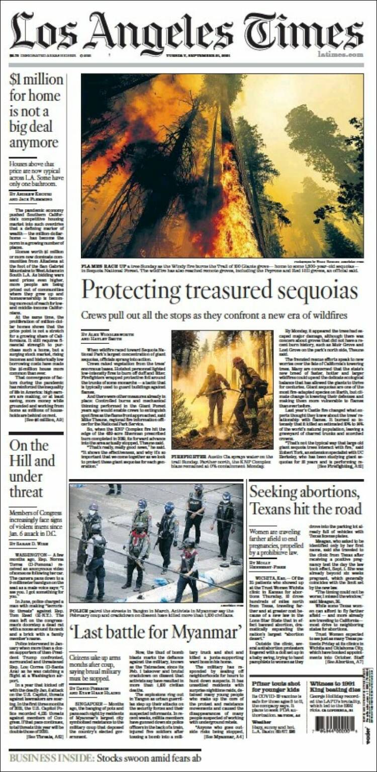 Portada de Los Angeles Times (USA)