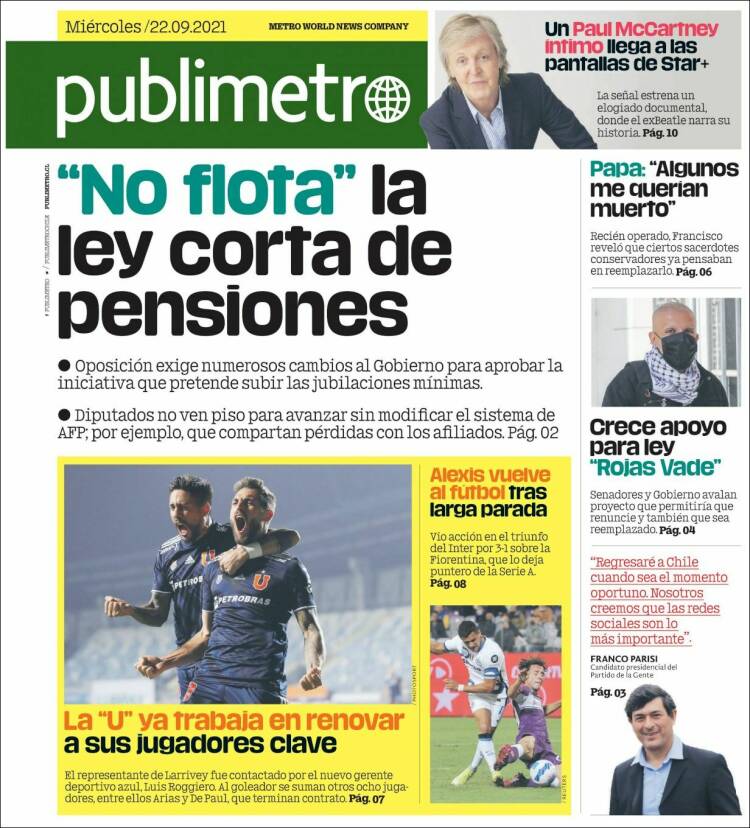 Portada de Publimetro (Chile)