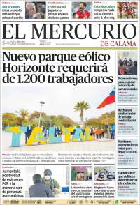 Portada de El Mercurio - Calama (Chile)