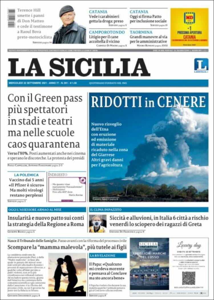 Portada de La Sicilia (Italia)