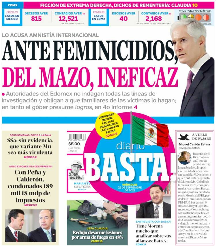 Portada de Diario Basta (México)