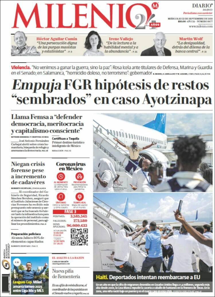 Portada de Milenio - Jalisco (México)