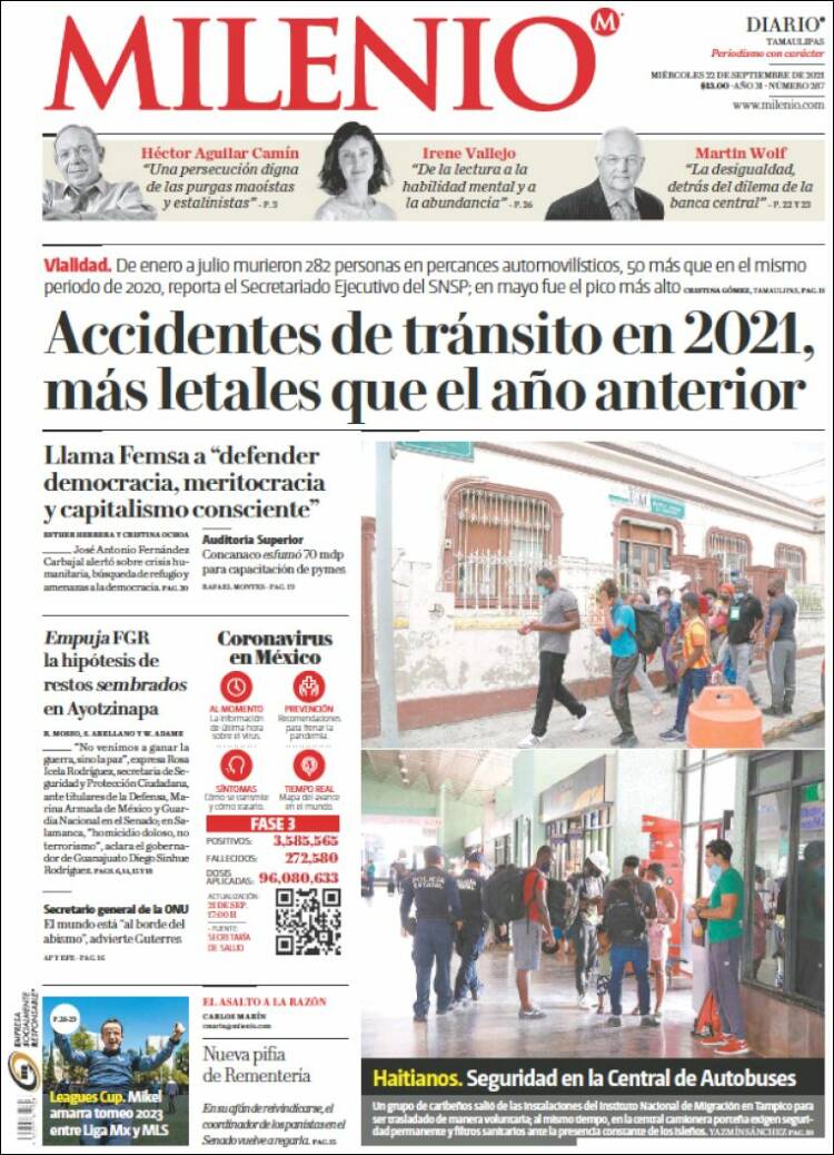 Portada de Milenio - Tamaulipas (México)