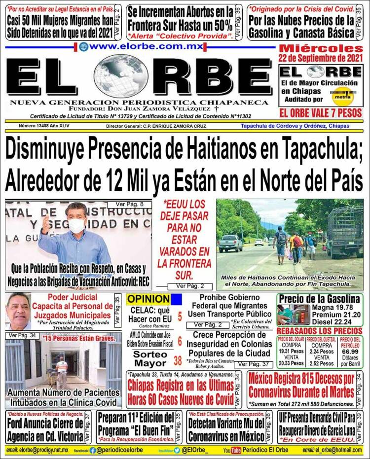 Portada de El Orbe (México)