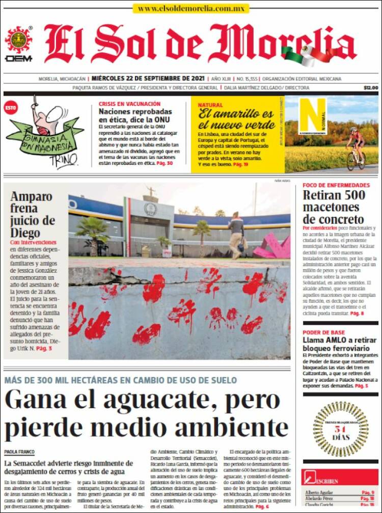 Portada de El Sol de Morelia (México)