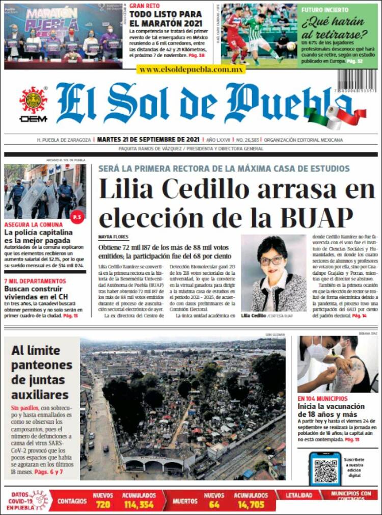 Portada de El Sol de Puebla (México)