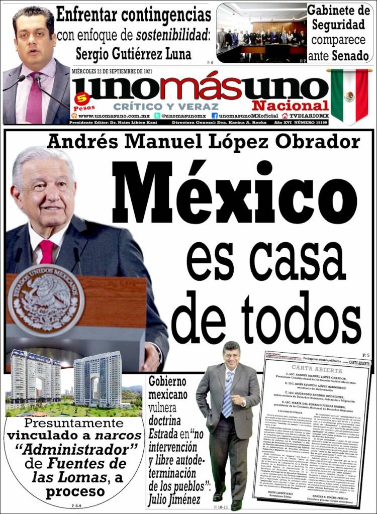 Portada de unomásuno (México)