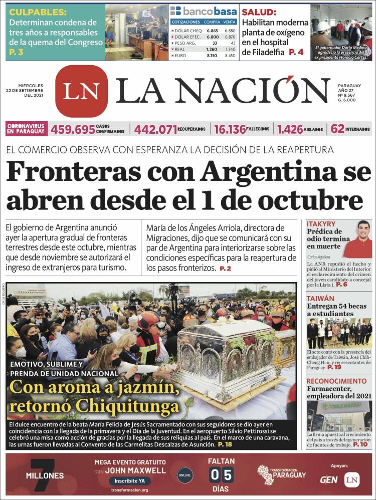 Portada de La Nación (Paraguay)