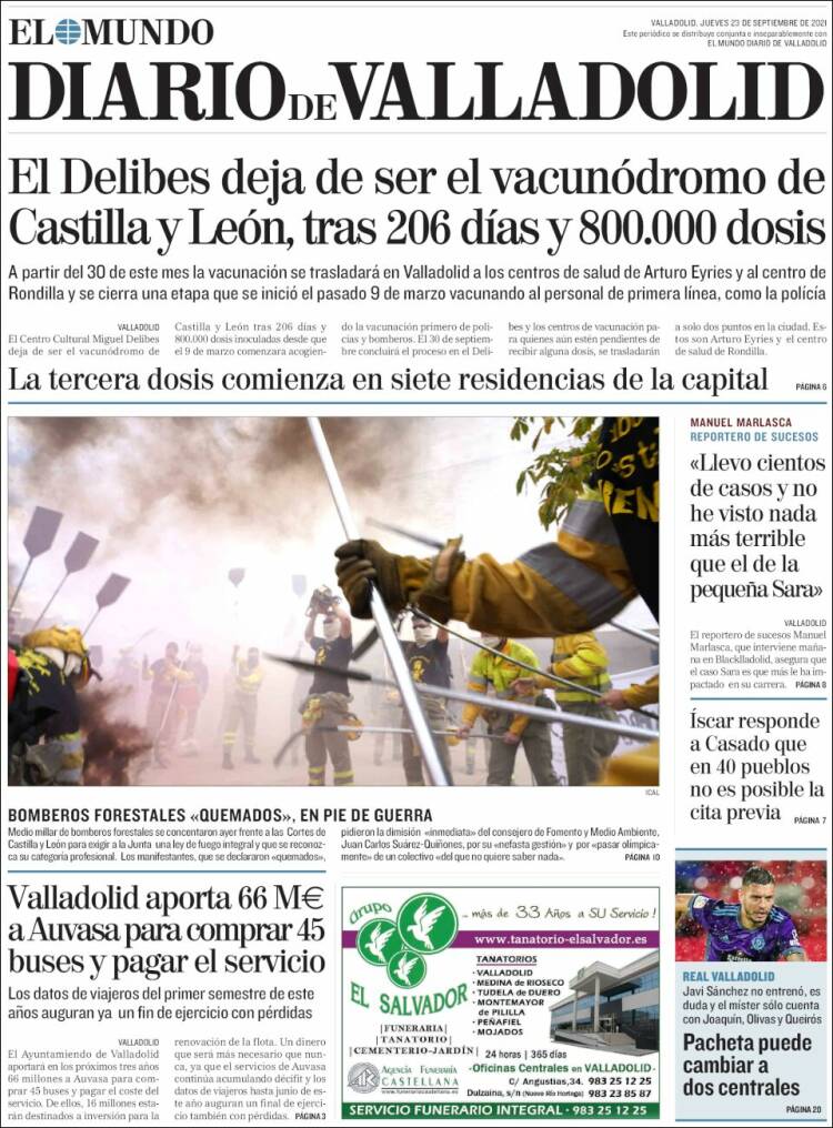 Portada de Diario de Valladolid (España)