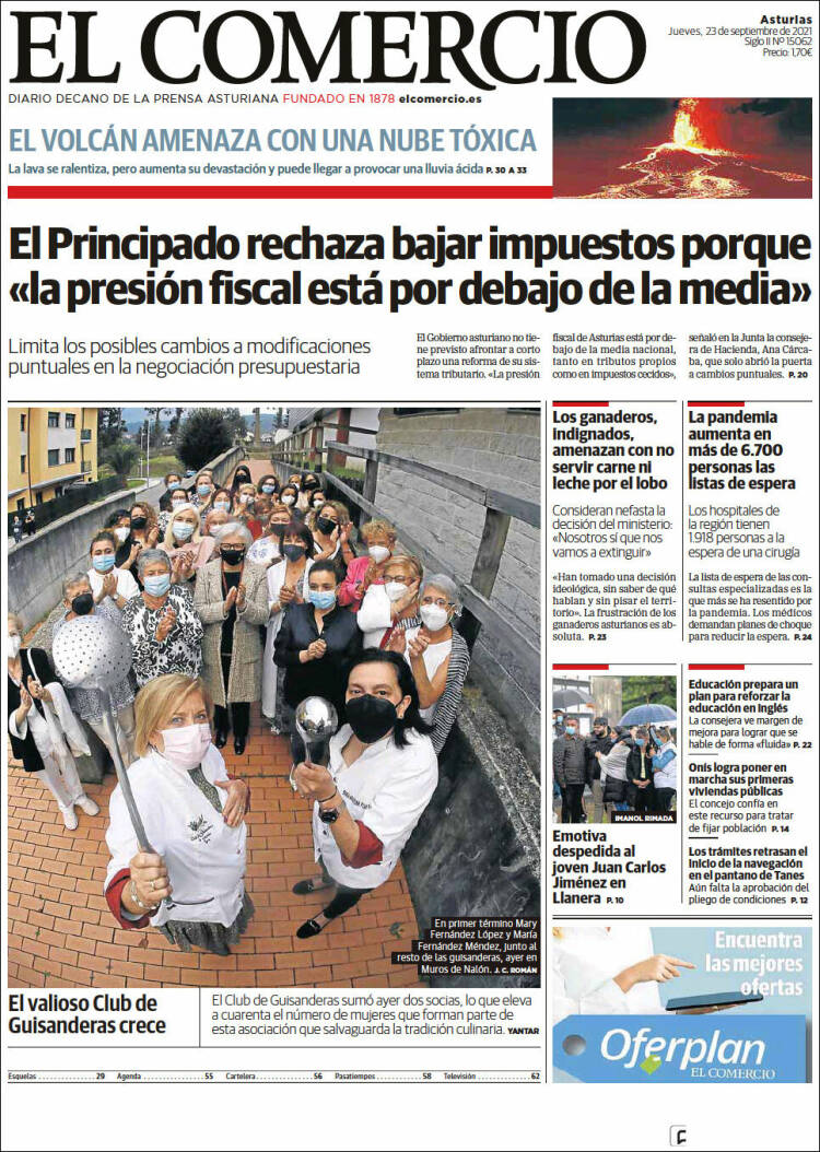 Portada de El Comercio (España)