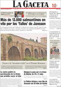 Portada de La Gaceta de Salamanca (España)