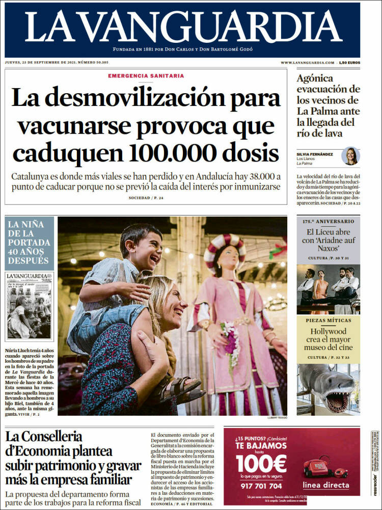 La Vanguardia Periódicos de Edición de jueves, 23 de septiembre de Kiosko.net