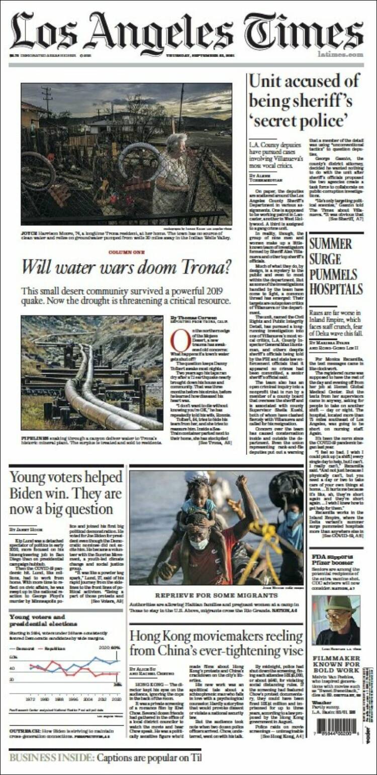 Portada de Los Angeles Times (États-Unis)