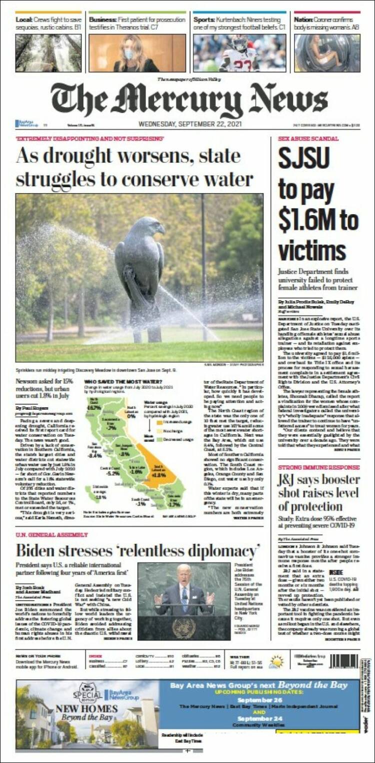 Portada de San Jose Mercury News (États-Unis)