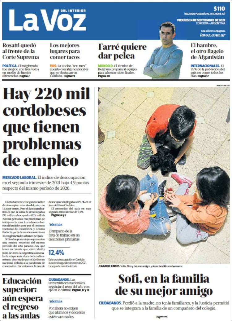 Portada de La Voz del Interior (Argentina)