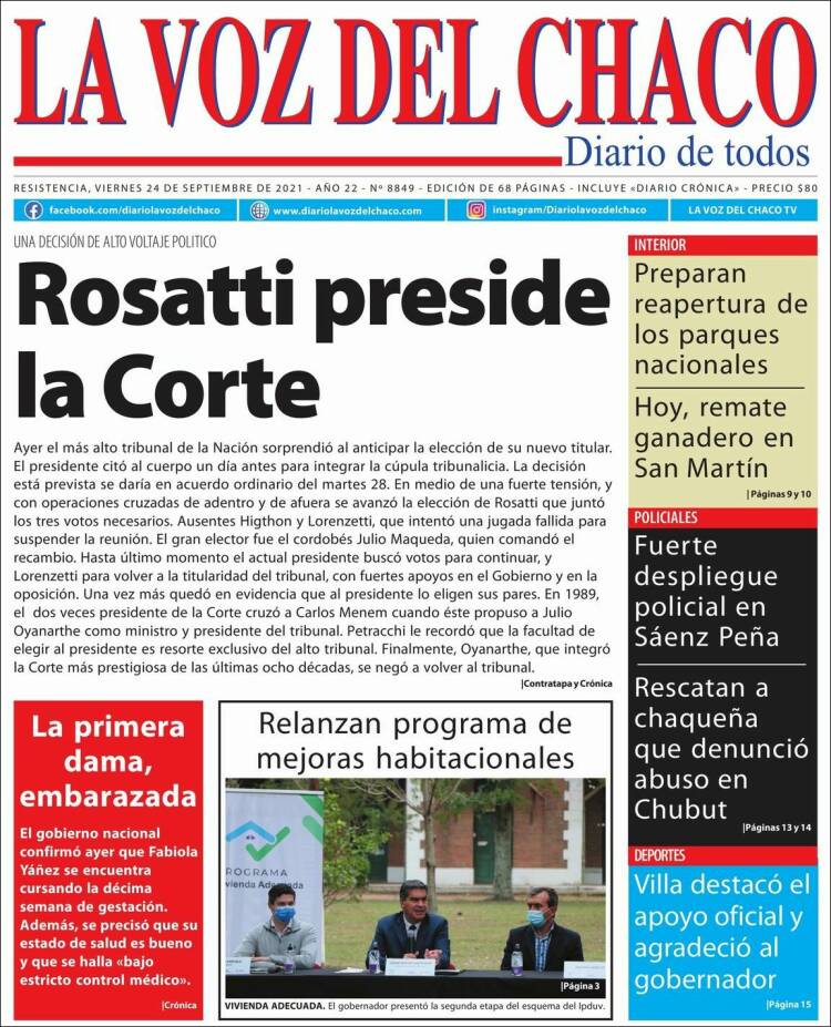 Portada de La Voz del Chaco (Argentina)