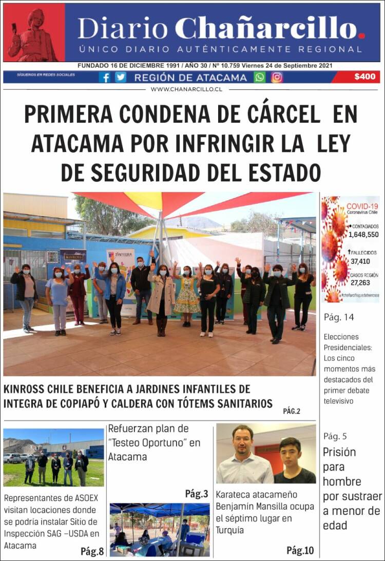 Portada de Diario Chañarcillo (Chile)