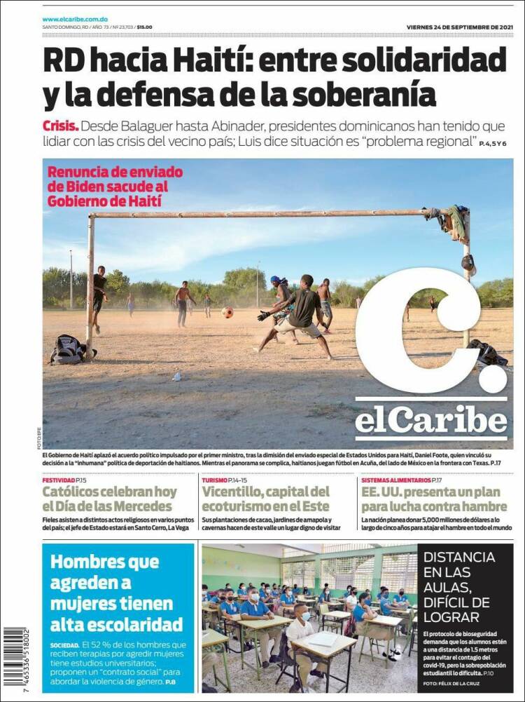 Portada de El Caribe (R. Dominicana)