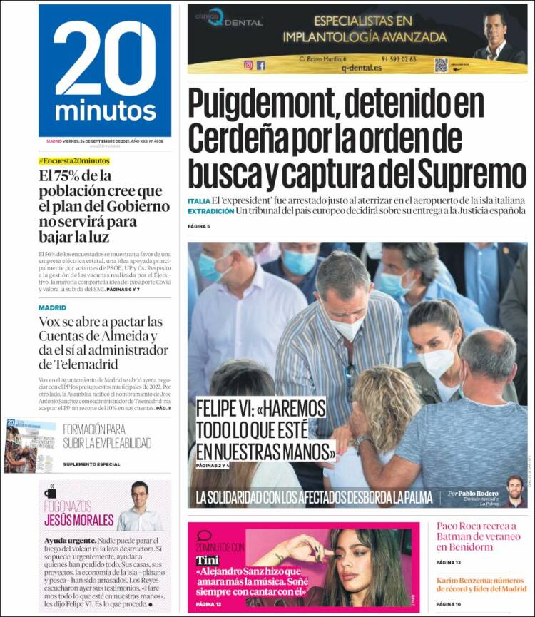 Portada de 20 Minutos - Madrid (España)