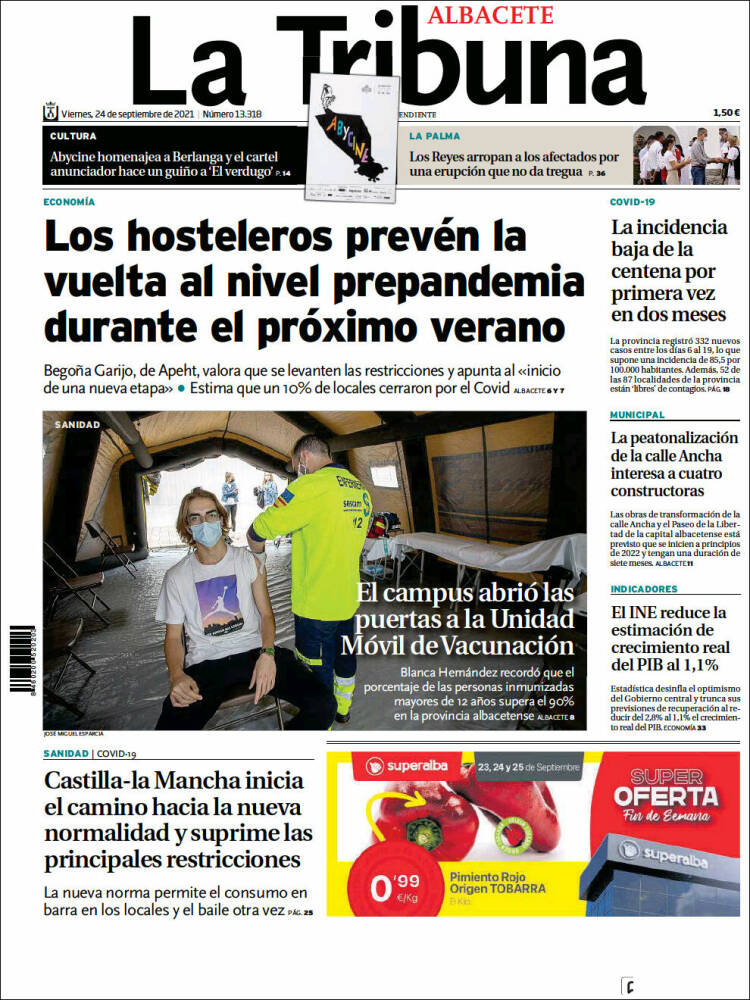 Portada de La Tribuna de Albacete (España)