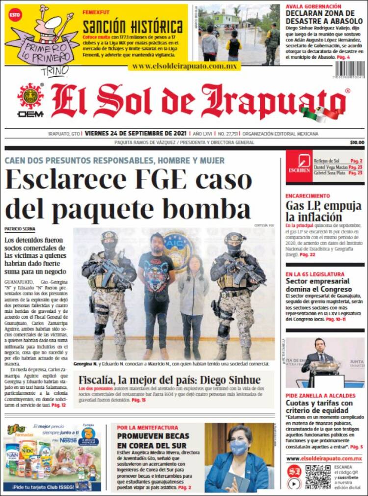 Portada de El Sol de Irapuato (México)