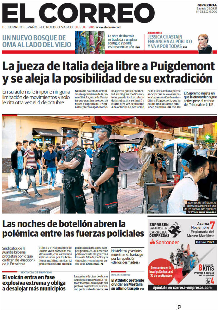 Portada de El Correo - Guipuzcoa (España)