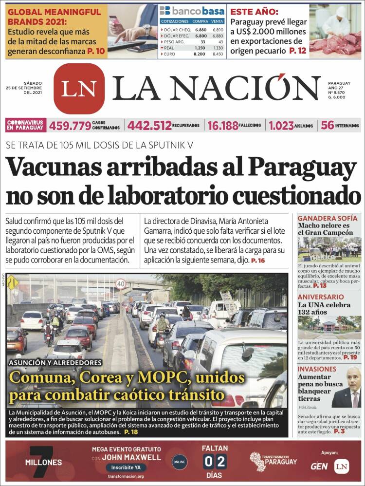 Portada de La Nación (Paraguay)