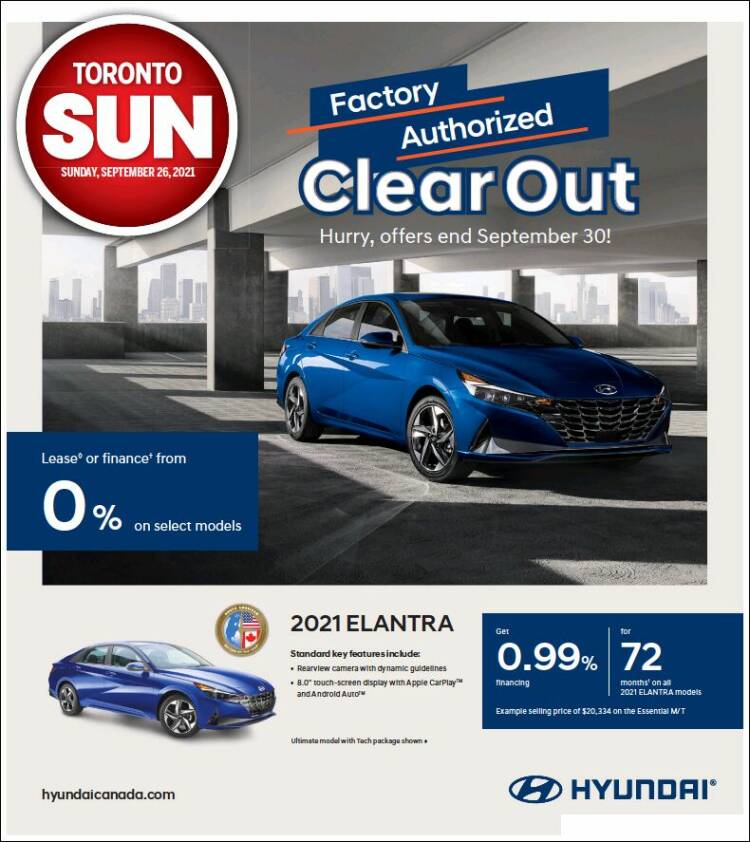 Portada de The Toronto Sun (Canadá)