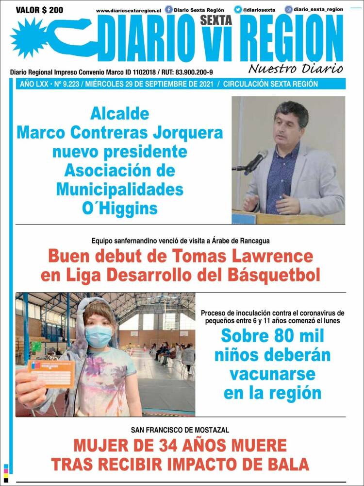 Portada de Diario VI Región (Chili)