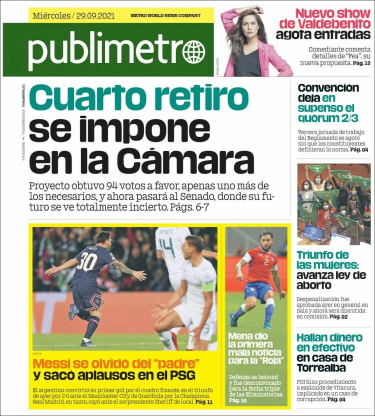 Portada de Publimetro (Chili)