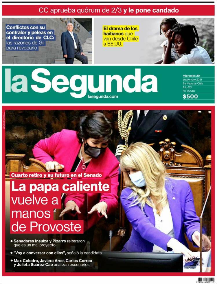Portada de La Segunda (Chili)