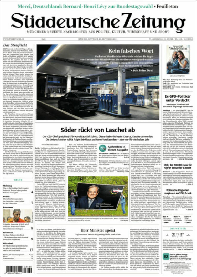 Portada de Sueddeutsche (Allemagne)