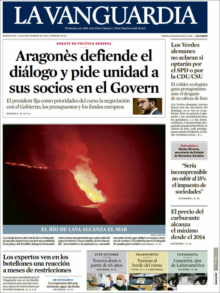 Portada de La Vanguardia (España)