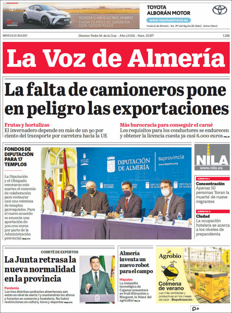 Portada de La Voz de Almería (España)