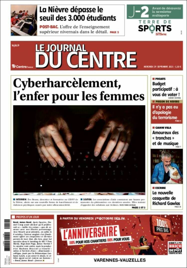 Portada de Le Journal du Centre (France)