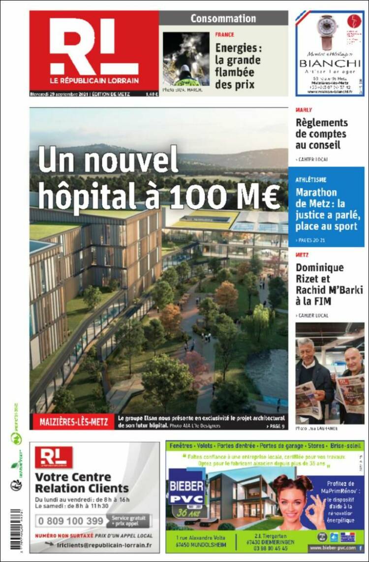 Portada de Le Republicain Lorrain (France)