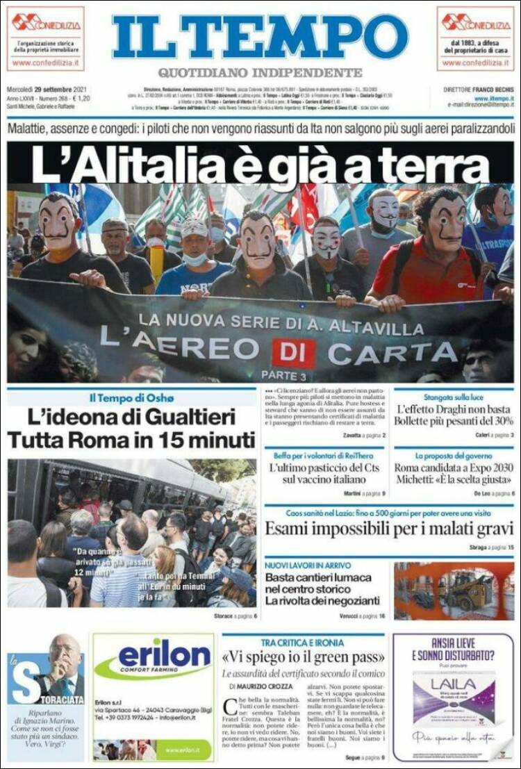 Portada de Il Tempo (Italie)