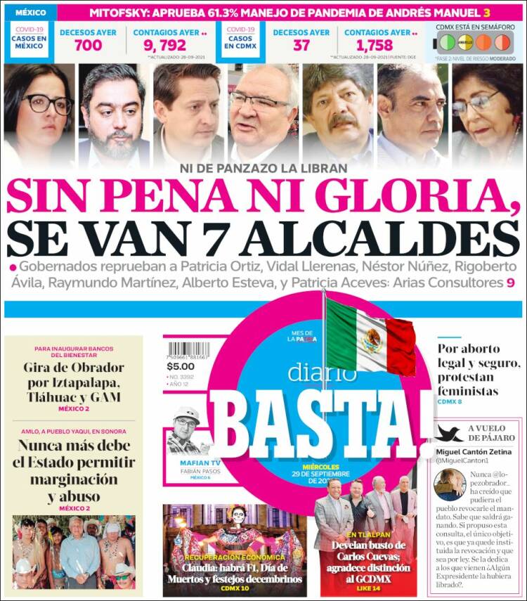 Portada de Diario Basta (Mexique)