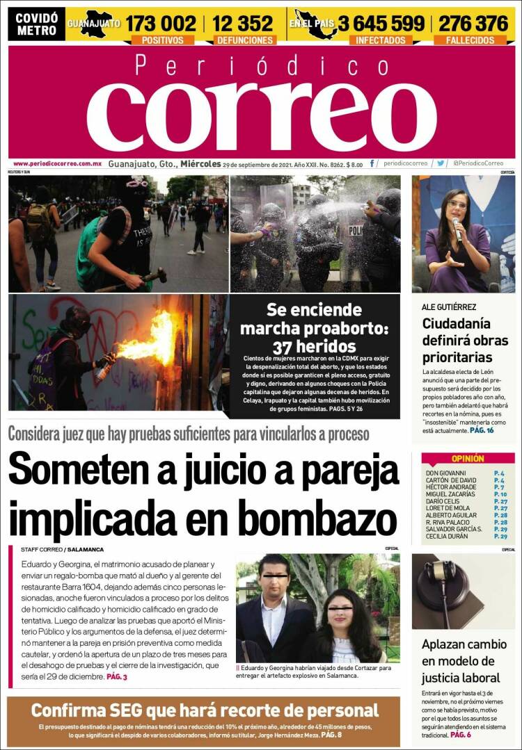 Portada de Correo - El diario del Estado de Guanajuato (Mexique)