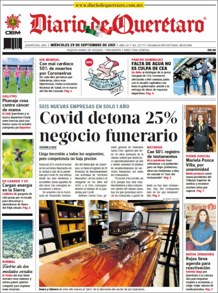 Portada de Diario de Querétaro (Mexique)