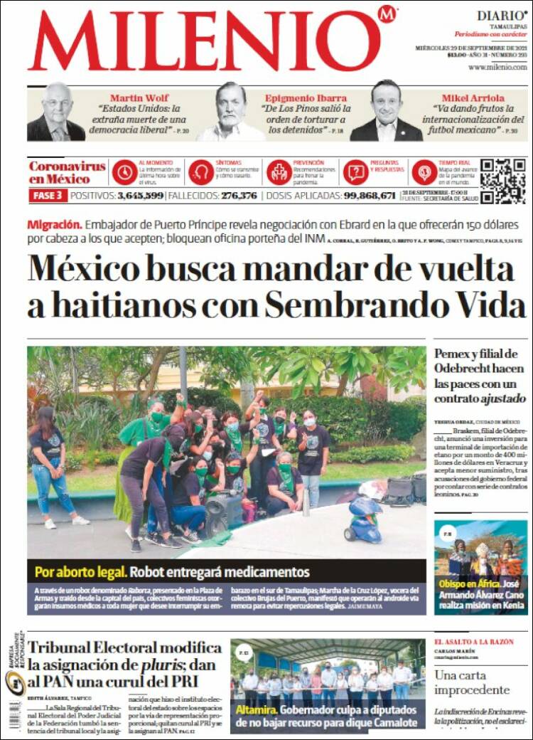 Portada de Milenio - Tamaulipas (Mexique)