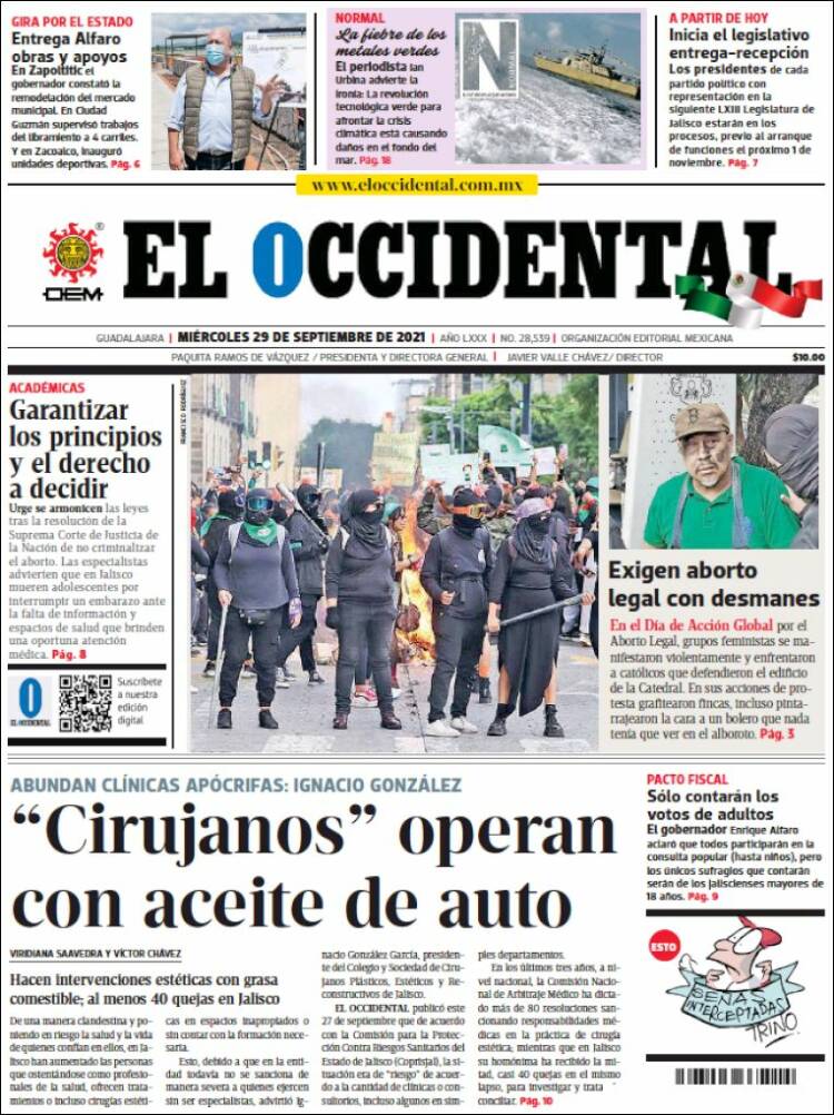 Portada de El Occidental (Mexique)