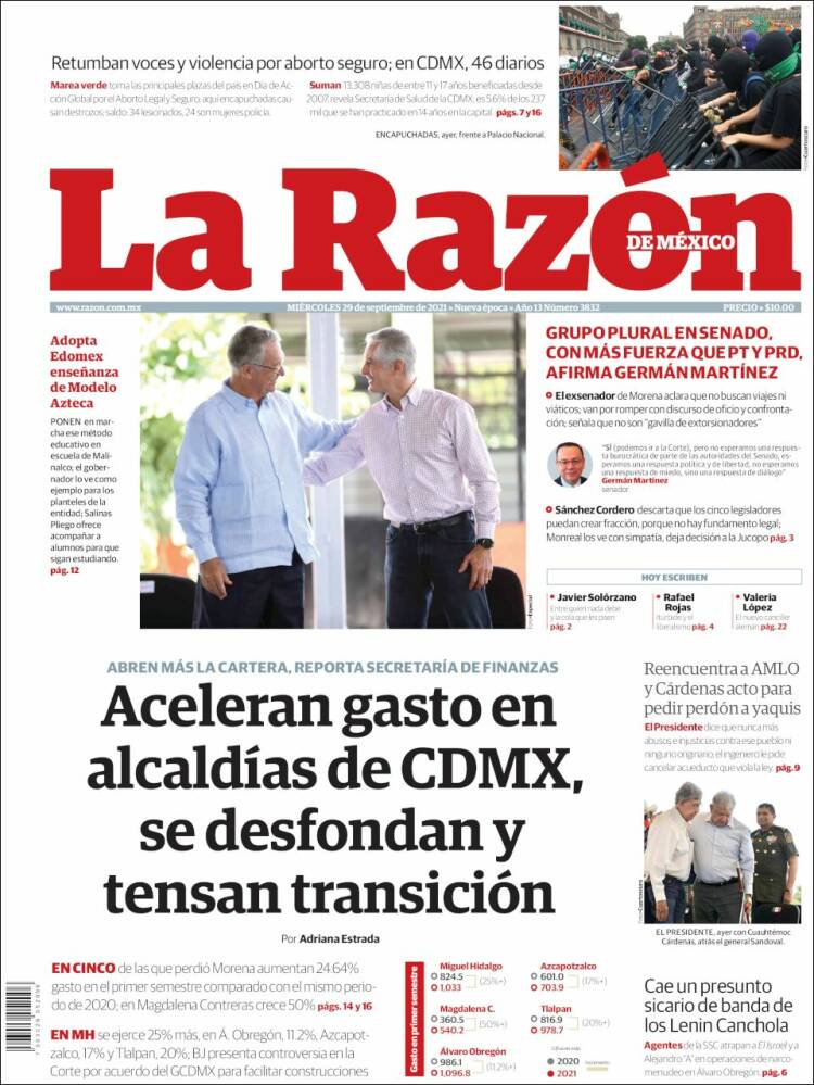 Portada de La Razón (Mexique)