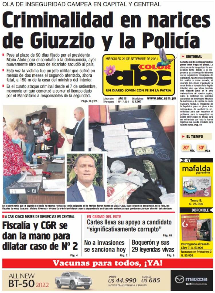 Portada de ABC Color (Paraguay)