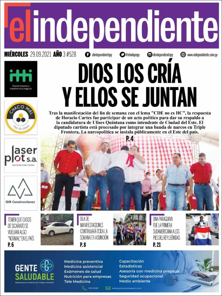 Portada de El Independiente (Paraguay)