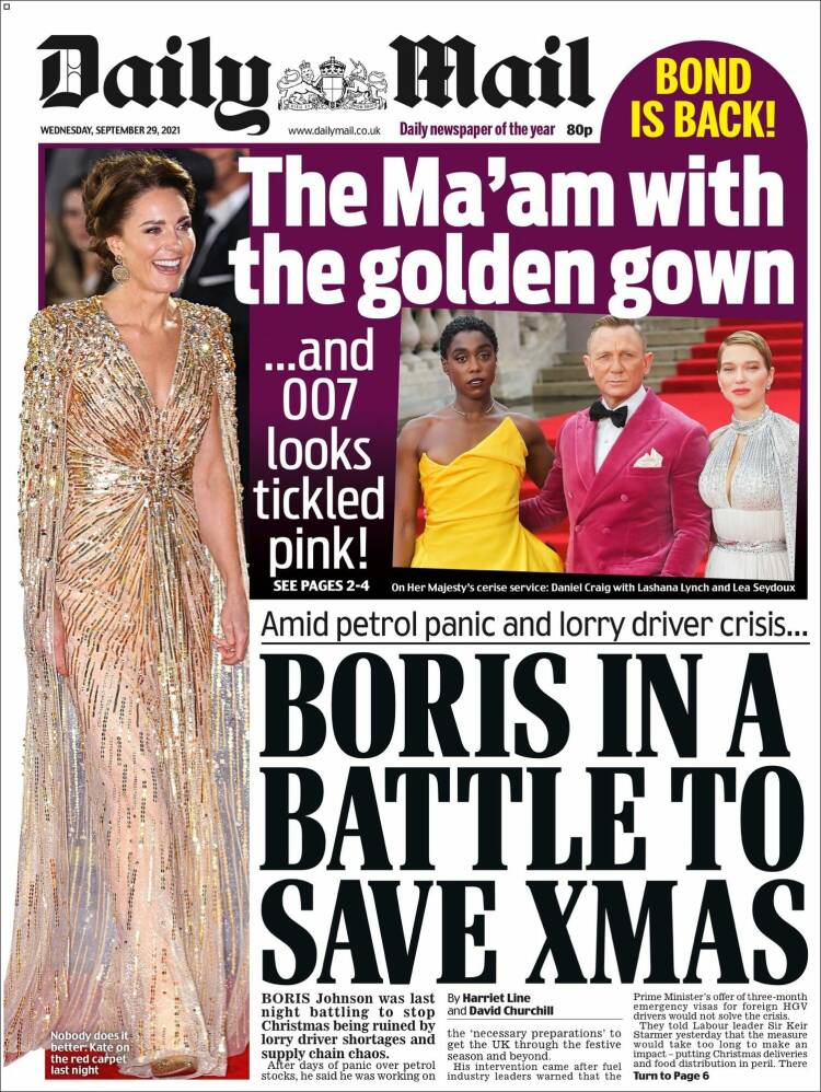Portada de Daily Mail (Royaume-Uni)