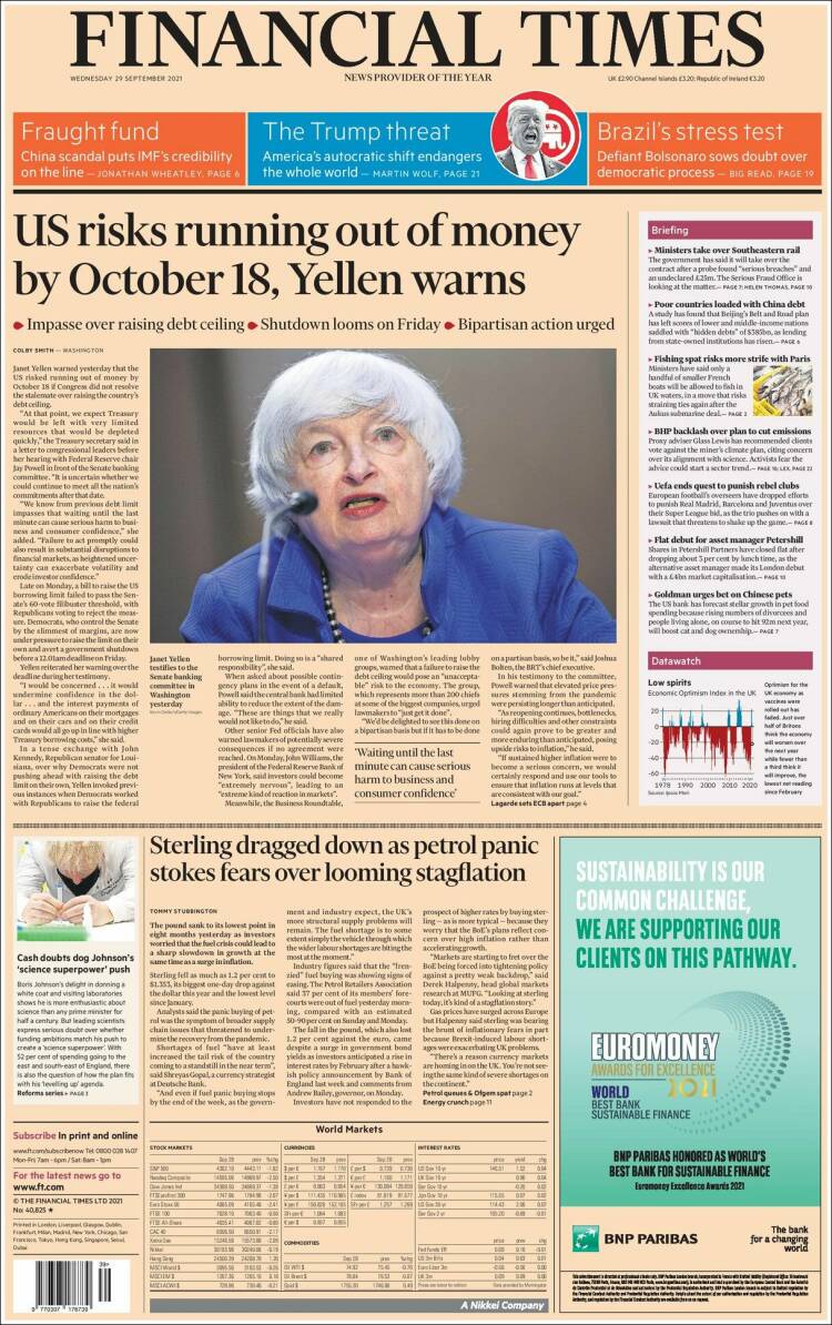 Portada de Financial Times (Royaume-Uni)