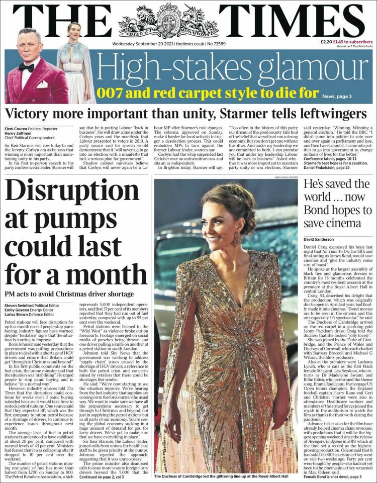 Portada de The Times (Royaume-Uni)