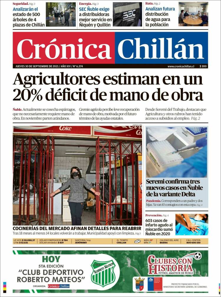 Portada de Crónica Chillán (Chile)