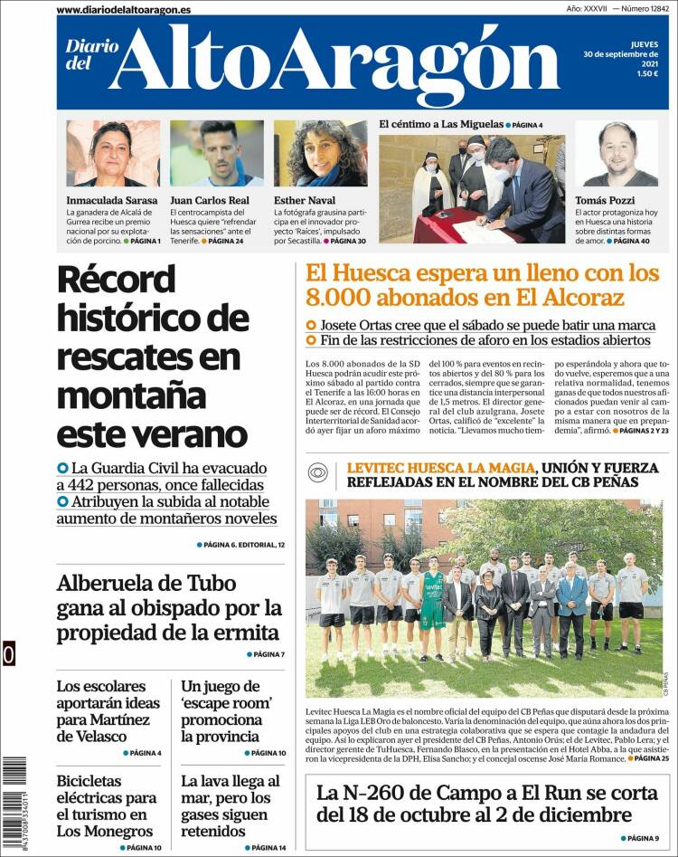 Portada de Diario del AltoAragón (España)